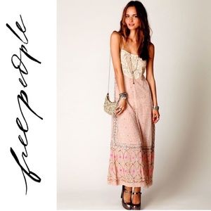 Free People Cream and Pink Jumpsuit